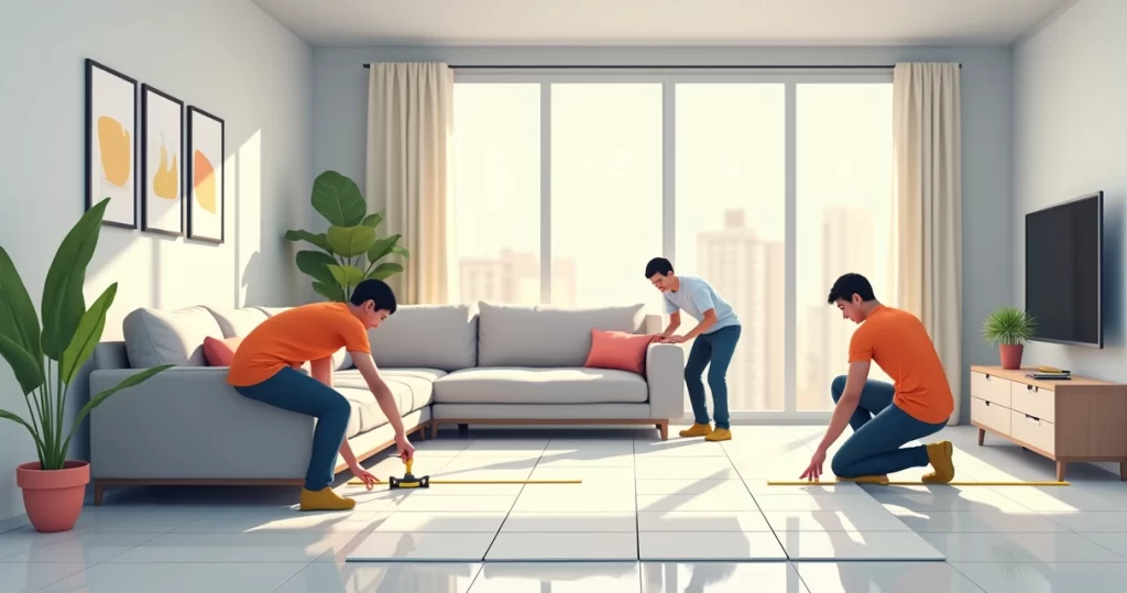 Instalação de piso porcelanato ou  vinílico