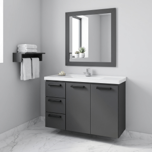 Kit Gabinete para Banheiro duas portas com gavetas chumbo