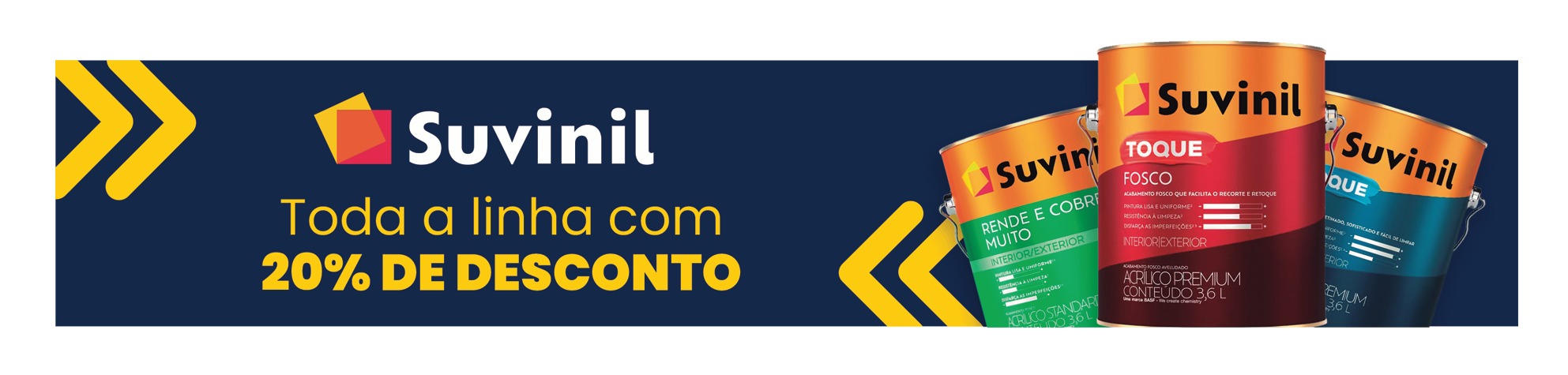 Tintas Suvinil. Toda linha de tinas com até 20% de desconto. Confira!